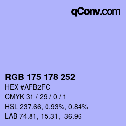 Color code: RGB 175 178 252 | qconv.com