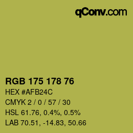 Color code: RGB 175 178 76 | qconv.com
