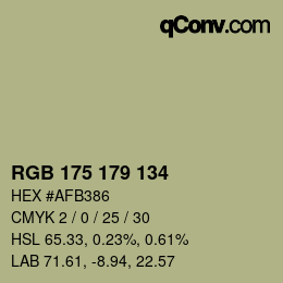 Color code: RGB 175 179 134 | qconv.com
