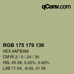 Color code: RGB 175 179 136 | qconv.com