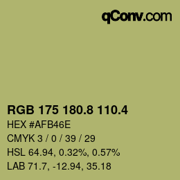 カラーコード: RGB 175 180.8 110.4 | qconv.com