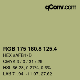 カラーコード: RGB 175 180.8 125.4 | qconv.com