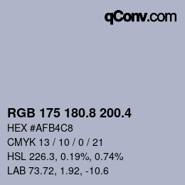 カラーコード: RGB 175 180.8 200.4 | qconv.com