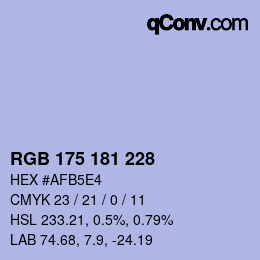 カラーコード: RGB 175 181 228 | qconv.com
