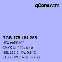 カラーコード: RGB 175 181 255 | qconv.com