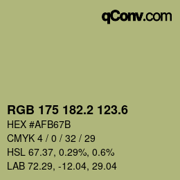 カラーコード: RGB 175 182.2 123.6 | qconv.com