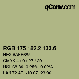 カラーコード: RGB 175 182.2 133.6 | qconv.com