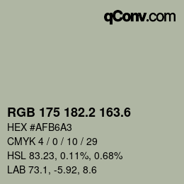 カラーコード: RGB 175 182.2 163.6 | qconv.com