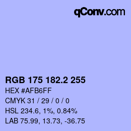 Color code: RGB 175 182.2 255 | qconv.com