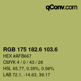 カラーコード: RGB 175 182.6 103.6 | qconv.com