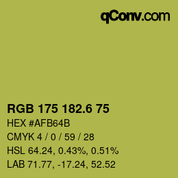 カラーコード: RGB 175 182.6 75 | qconv.com