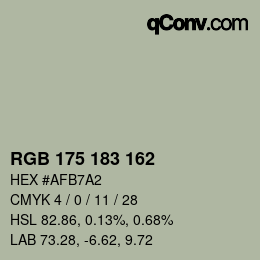 Color code: RGB 175 183 162 | qconv.com