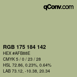 Color code: RGB 175 184 142 | qconv.com