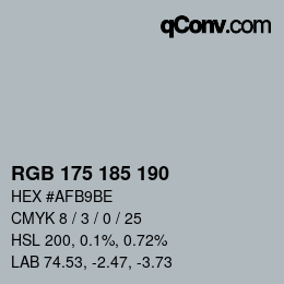 颜色代码: RGB 175 185 190 | qconv.com