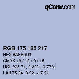 Color code: RGB 175 185 217 | qconv.com