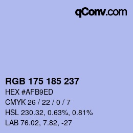 Color code: RGB 175 185 237 | qconv.com
