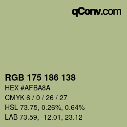 Color code: RGB 175 186 138 | qconv.com