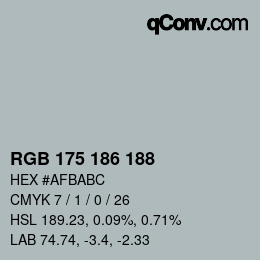 カラーコード: RGB 175 186 188 | qconv.com