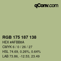 Color code: RGB 175 187 138 | qconv.com