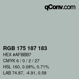 颜色代码: RGB 175 187 183 | qconv.com