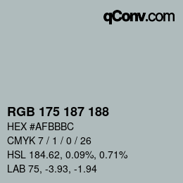 Color code: RGB 175 187 188 | qconv.com