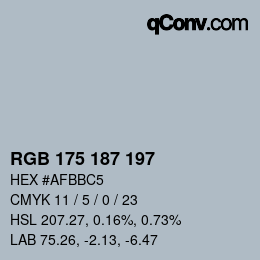 Color code: RGB 175 187 197 | qconv.com