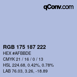 Color code: RGB 175 187 222 | qconv.com