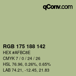 Color code: RGB 175 188 142 | qconv.com