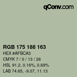 Color code: RGB 175 188 163 | qconv.com