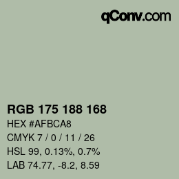 Color code: RGB 175 188 168 | qconv.com