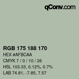 Color code: RGB 175 188 170 | qconv.com