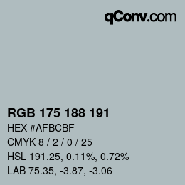 Color code: RGB 175 188 191 | qconv.com