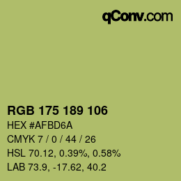 Color code: RGB 175 189 106 | qconv.com