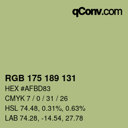Color code: RGB 175 189 131 | qconv.com