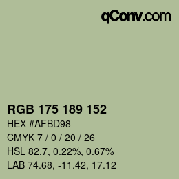 Color code: RGB 175 189 152 | qconv.com