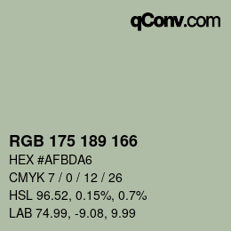 Color code: RGB 175 189 166 | qconv.com