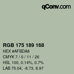 Color code: RGB 175 189 168 | qconv.com