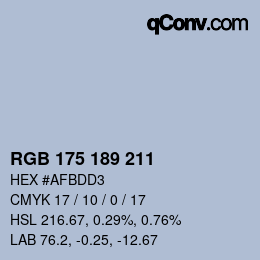 Color code: RGB 175 189 211 | qconv.com