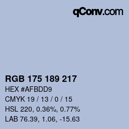 Color code: RGB 175 189 217 | qconv.com