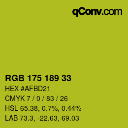 Color code: RGB 175 189 33 | qconv.com