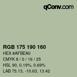 Color code: RGB 175 190 160 | qconv.com