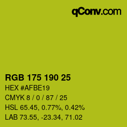 颜色代码: RGB 175 190 25 | qconv.com
