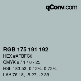 颜色代码: RGB 175 191 192 | qconv.com