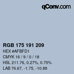 カラーコード: RGB 175 191 209 | qconv.com