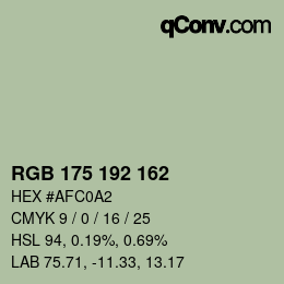 Color code: RGB 175 192 162 | qconv.com
