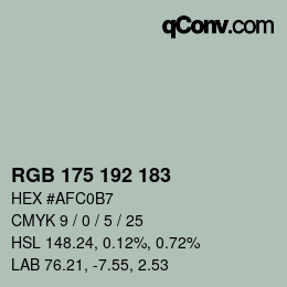 Código de color: RGB 175 192 183 | qconv.com