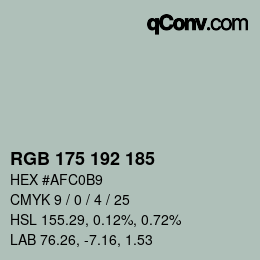 颜色代码: RGB 175 192 185 | qconv.com