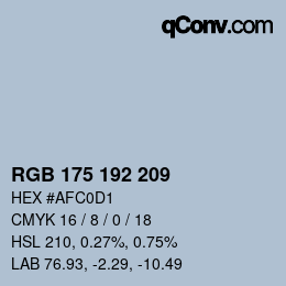Código de color: RGB 175 192 209 | qconv.com
