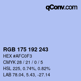 Color code: RGB 175 192 243 | qconv.com