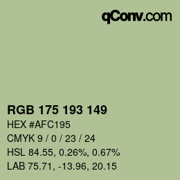 Color code: RGB 175 193 149 | qconv.com